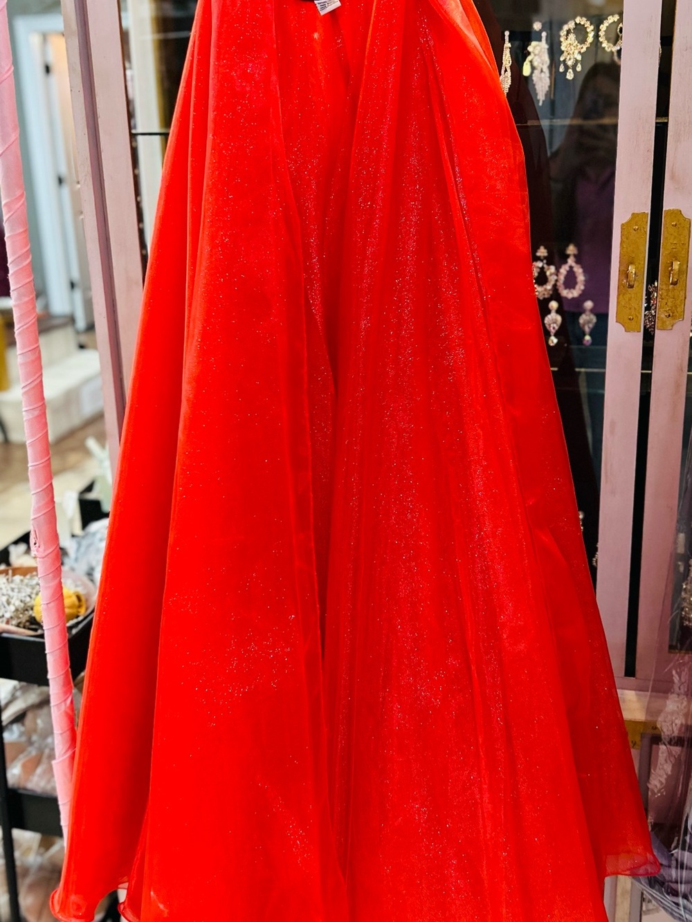 Ava Presley Red Sparkle Prom Overskirt